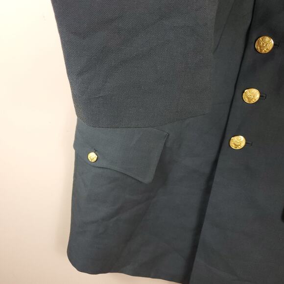 Vintage Army Green Service Coat Blazer Gold Tone Hardware Size 41R - Picture 5 of 12